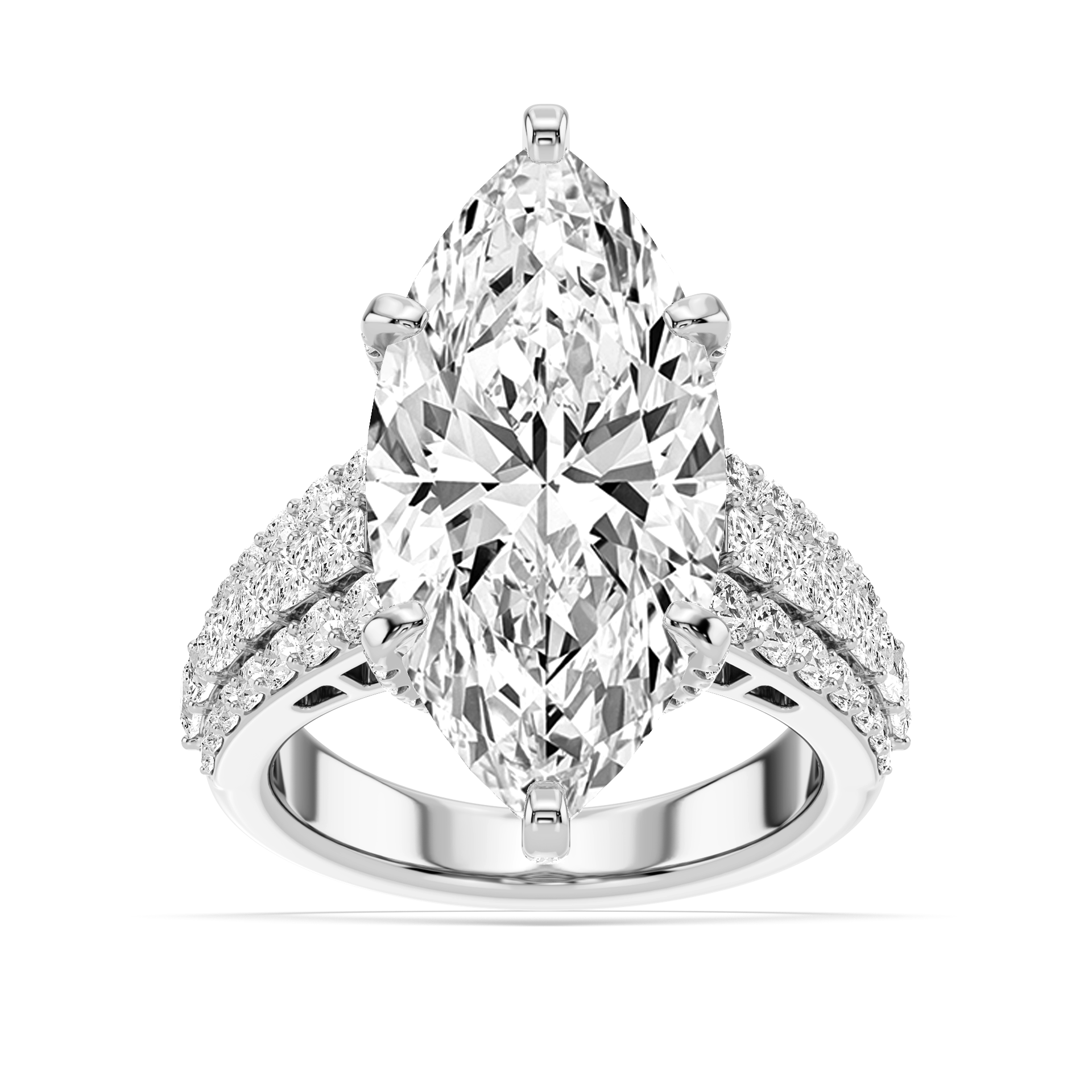 Sophia 11 ¾ ctw Marquise Lab Grown Diamond Triple Row Hidden Halo Engagement Ring - Signature Collection