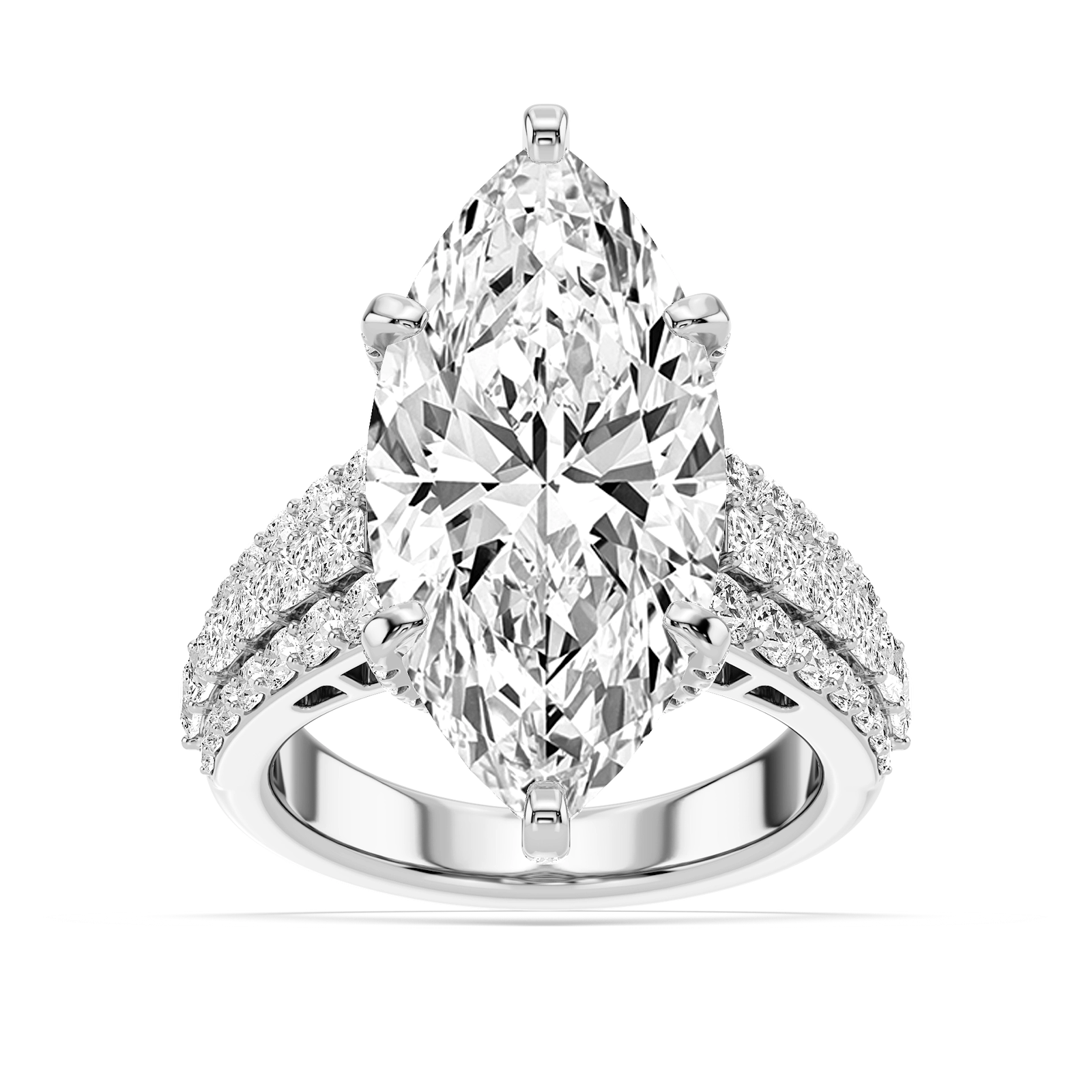 Sophia 11 ¾ ctw Marquise Lab Grown Diamond Triple Row Hidden Halo Engagement Ring - Signature Collection