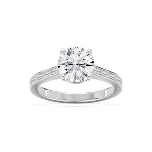 Sophie 2 ¹⁄₄ ctw Round Lab Grown Diamond Channel Set Baguette Side Stone Engagement Ring