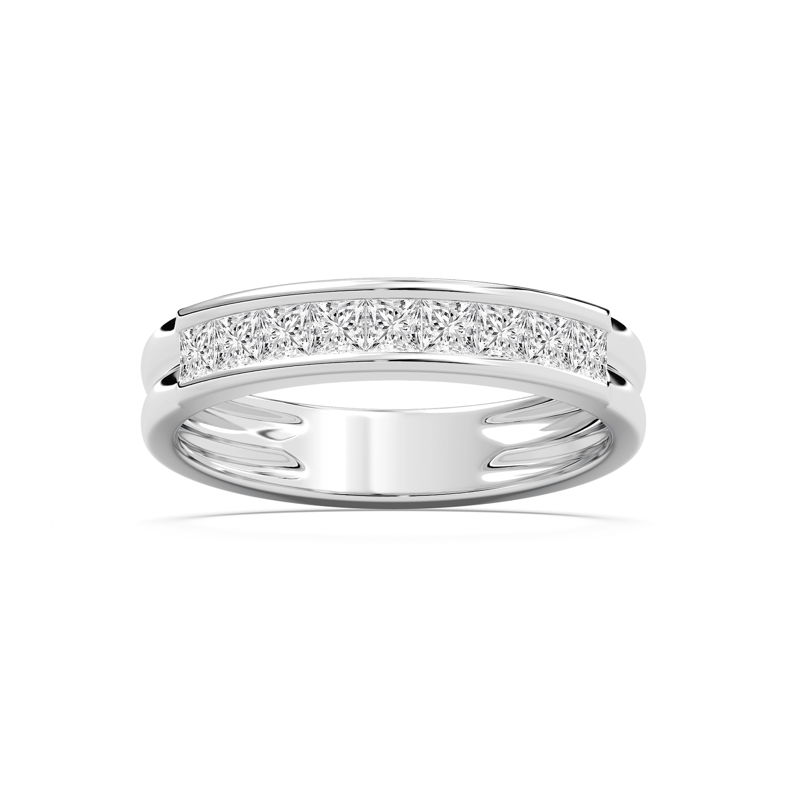 Bennett 7/8 ctw Princess Lab Grown Diamond 4.50mm Channel Mens Wedding Band