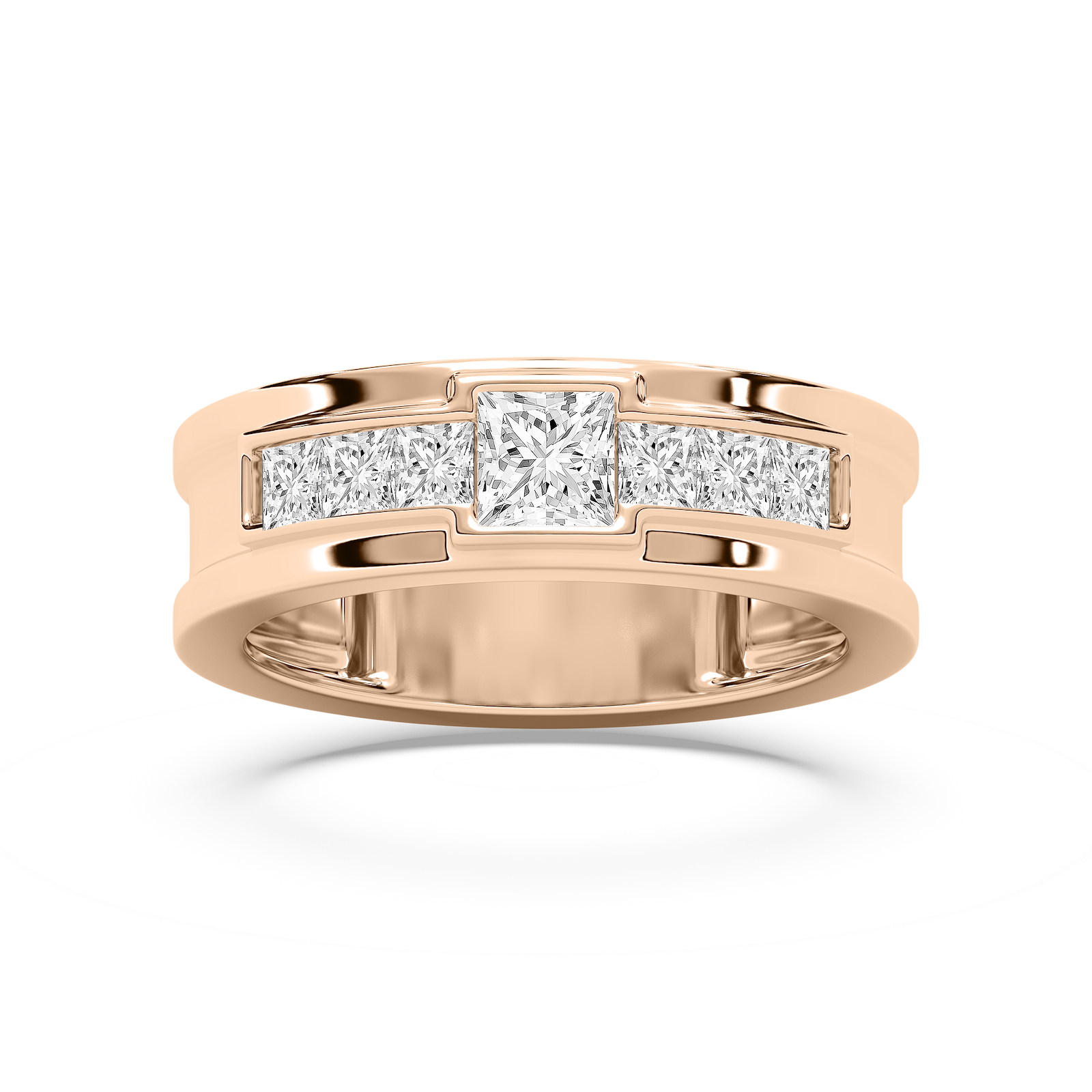 Elijah 1 ⅓ ctw Princess Lab Grown Diamond 7.20mm Bezel Mens Wedding Band