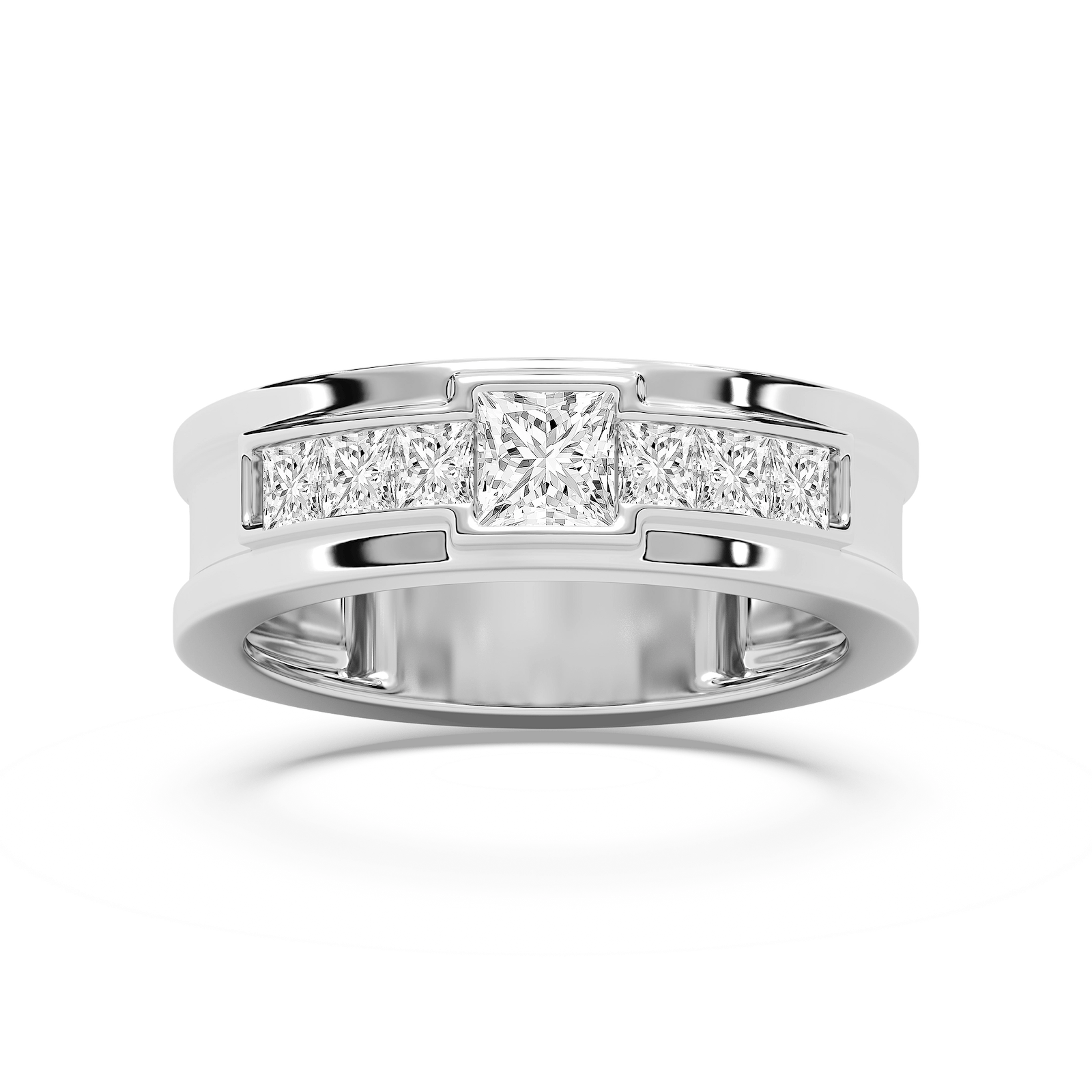 Elijah 1 ⅓ ctw Princess Lab Grown Diamond 7.20mm Bezel Mens Wedding Band