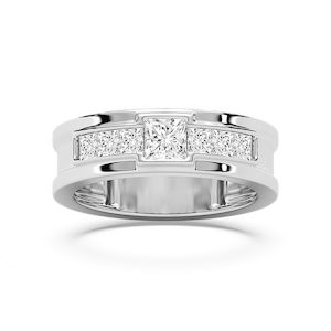 Elijah 1 ⅓ ctw Princess Lab Grown Diamond 7.20mm Bezel Mens Wedding Band