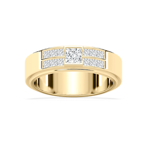 Max 1 ctw Princess Lab Grown Diamond 6.80mm Half Bezel Mens Wedding Band