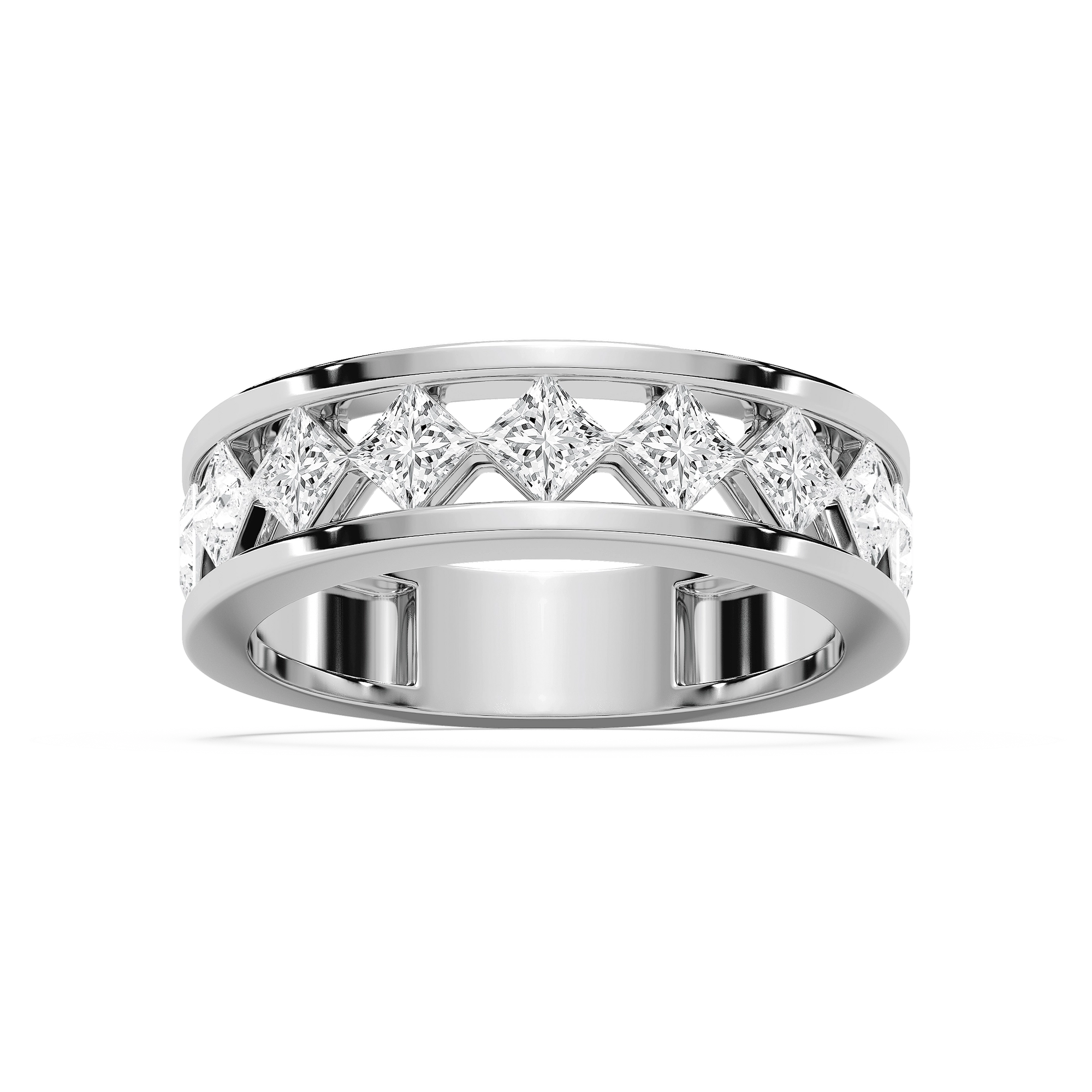 Niall 2 ctw Princess Lab Grown Diamond 4.90mm Lattice Mens Wedding Band