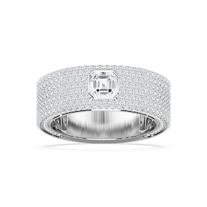 Jonah 3 ⅓ ctw Asscher and Round Lab Grown Diamond 8.45mm Bezel Mens Wedding Band