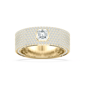 Jonah 3 ⅓ ctw Asscher and Round Lab Grown Diamond 8.45mm Bezel Mens Wedding Band