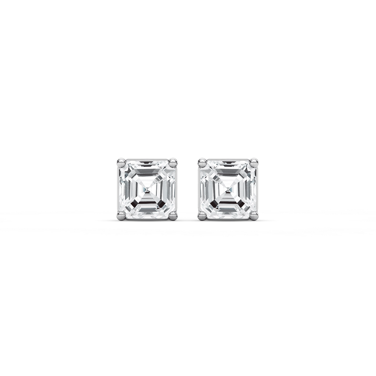 Asscher Lab Grown Diamond Four Prong Stud Earrings
