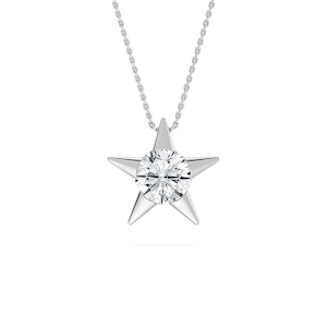 2 ctw Round Lab Grown Diamond Star Solitaire Pendant - 18 Inches