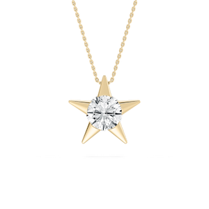 2 ctw Round Lab Grown Diamond Star Solitaire Pendant - 18 Inches
