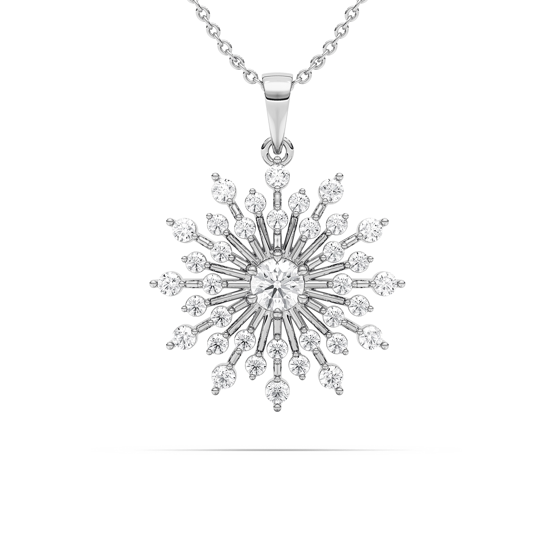 1 ²⁄₃ ctw Round Lab Grown Diamond Vintage Snowflake Pendant  - 18 Inches