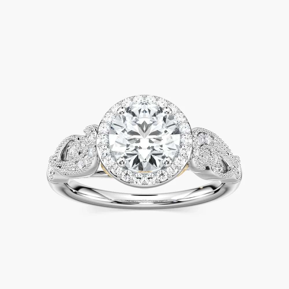 Freya Round Lab Grown Diamond Vintage Milgrain Halo Engagement Ring