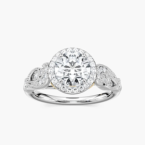 Freya Round Lab Grown Diamond Vintage Milgrain Halo Engagement Ring