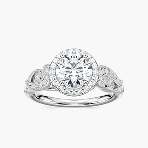 Freya Round Lab Grown Diamond Vintage Milgrain Halo Engagement Ring