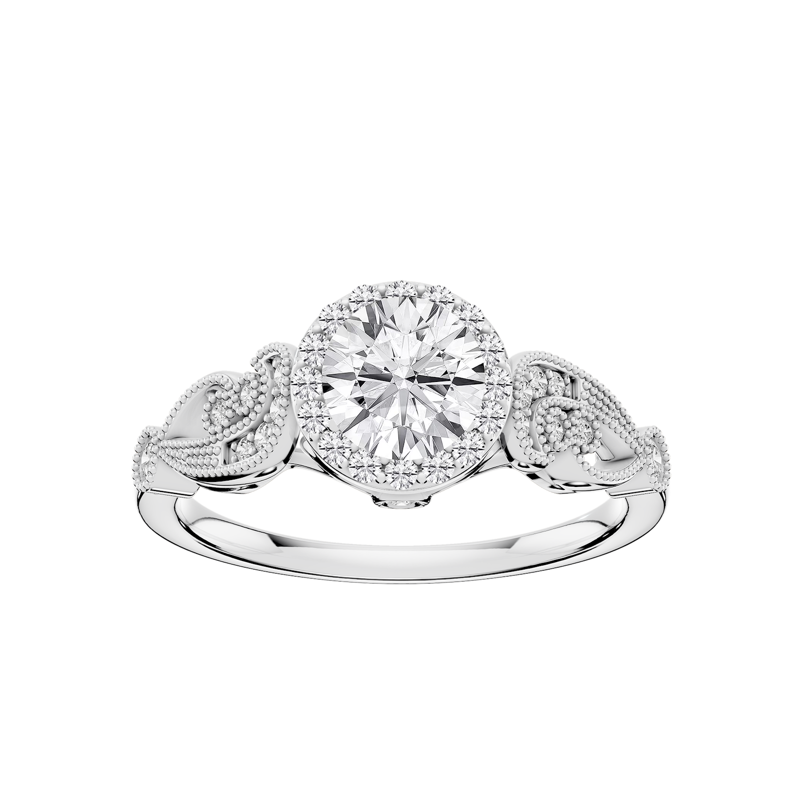 Freya Lab Grown Diamond Halo Vintage Filagree Wedding Set