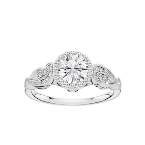 Freya Lab Grown Diamond Halo Vintage Filagree Wedding Set