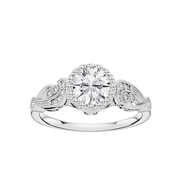 Freya Lab Grown Diamond Halo Vintage Filagree Wedding Set