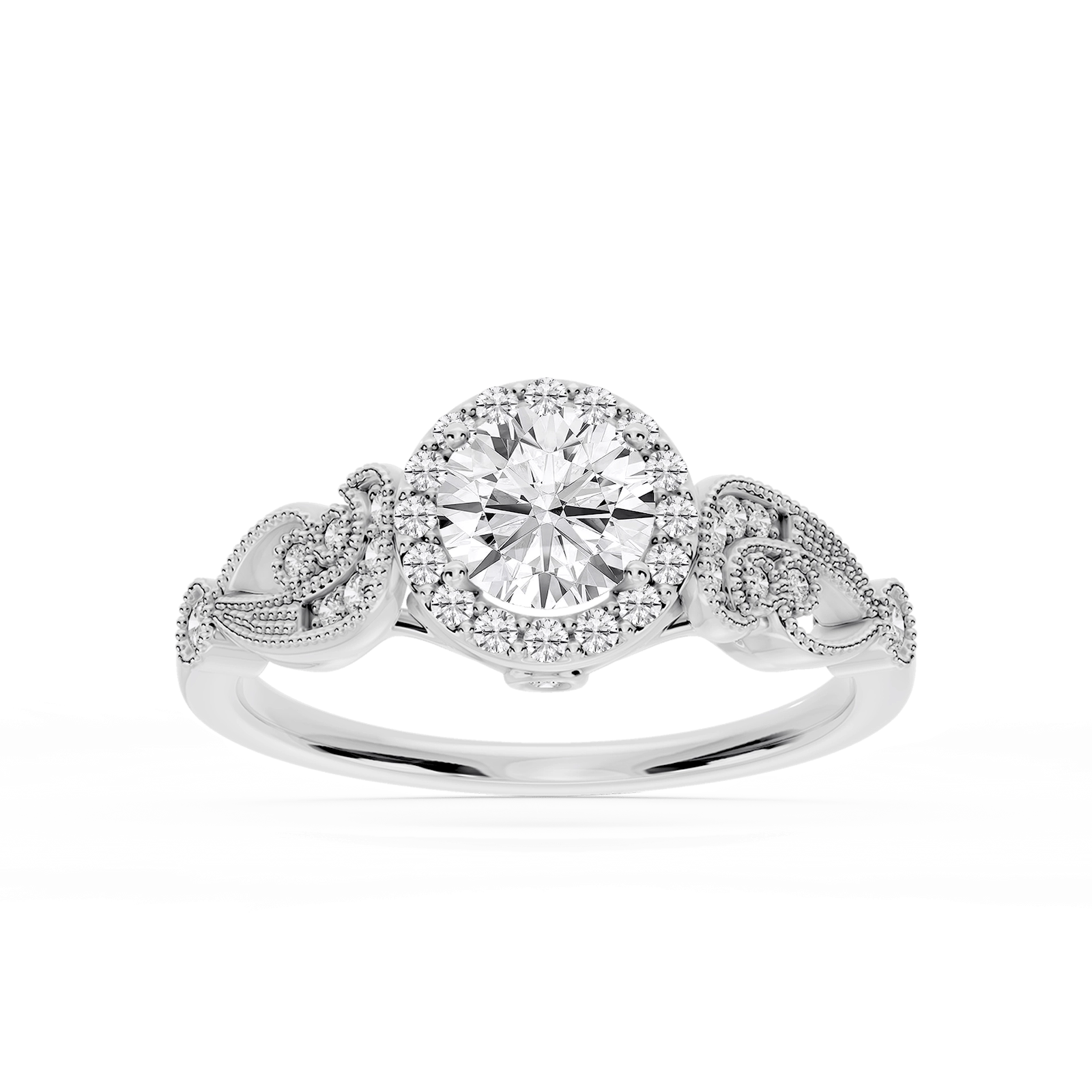 Freya Lab Grown Diamond Halo Vintage Filigree Wedding Set