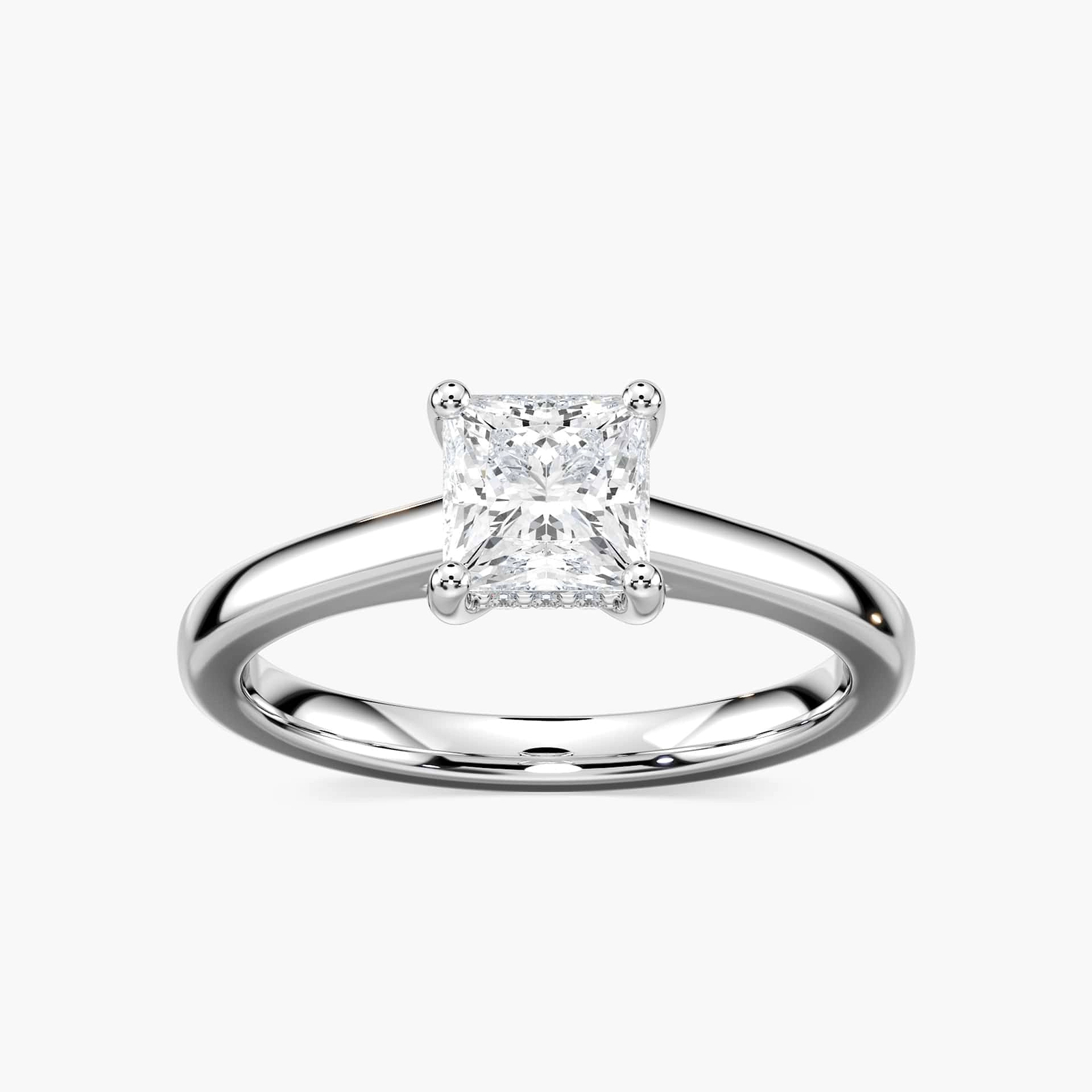 Shown with 2ct Round Cut Lab Created Pink Sapphire in 14k Rose Gold|Beautiful hidden halo engagement ring with 2ct round cut lab created pink sapphire in 14k rose gold setting