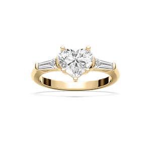 Briar Heart Lab Grown Diamond with Tapered Baguette Sides Three Stone Engagement Ring