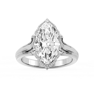 Tabitha Marquise Lab Grown Diamond Six Prong Catherdral Side Stone Engagement Ring
