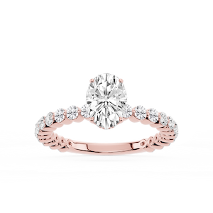 Tamara Oval Lab Grown Diamond Single Shared Prong Hidden Halo Engagement Ring