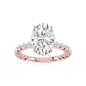 Tamara Oval Lab Grown Diamond Single Shared Prong Hidden Halo Engagement Ring
