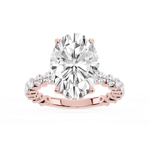 Tamara Oval Lab Grown Diamond Single Shared Prong Hidden Halo Engagement Ring