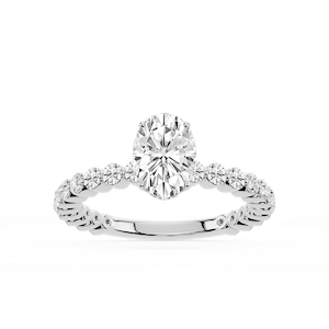 Tamara Oval Lab Grown Diamond Single Shared Prong Hidden Halo Engagement Ring