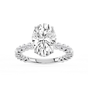 Tamara Oval Lab Grown Diamond Single Shared Prong Hidden Halo Engagement Ring