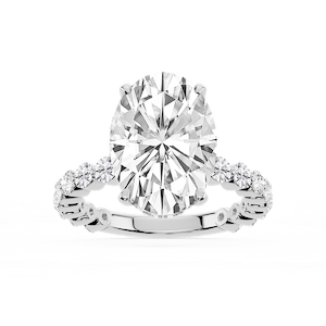 Tamara Oval Lab Grown Diamond Single Shared Prong Hidden Halo Engagement Ring