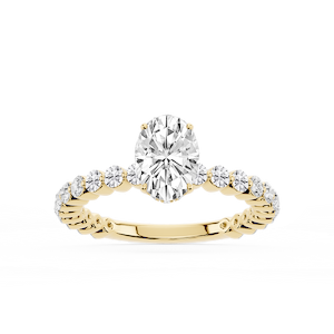 Tamara Oval Lab Grown Diamond Single Shared Prong Hidden Halo Engagement Ring