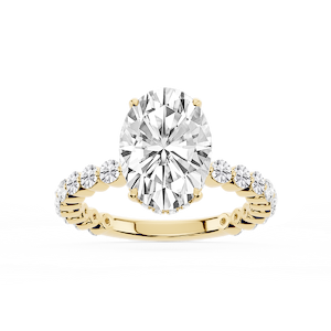 Tamara Oval Lab Grown Diamond Single Shared Prong Hidden Halo Engagement Ring