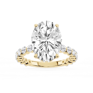 Tamara Oval Lab Grown Diamond Single Shared Prong Hidden Halo Engagement Ring