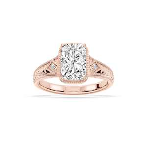 Taylor Antique Elongated Cushion Lab Grown Diamond Vintage Bezel Side Stone Engagement Ring