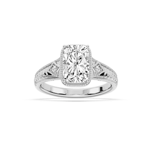 Taylor Antique Elongated Cushion Lab Grown Diamond Vintage Bezel Side Stone Engagement Ring