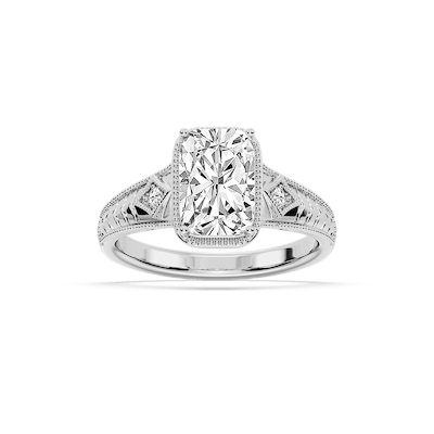 Taylor Antique Elongated Cushion Lab Grown Diamond Vintage Bezel Side Stone Engagement Ring