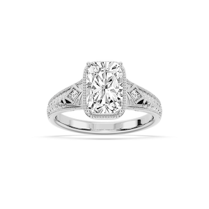Taylor Antique Elongated Cushion Lab Grown Diamond Vintage Bezel Side Stone Engagement Ring