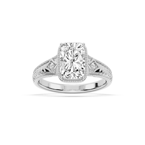 Taylor Antique Elongated Cushion Lab Grown Diamond Vintage Bezel Side Stone Engagement Ring