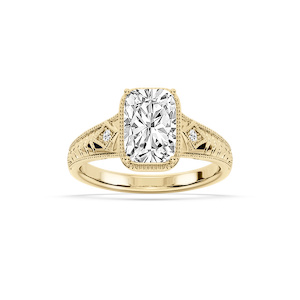 Taylor Antique Elongated Cushion Lab Grown Diamond Vintage Bezel Side Stone Engagement Ring