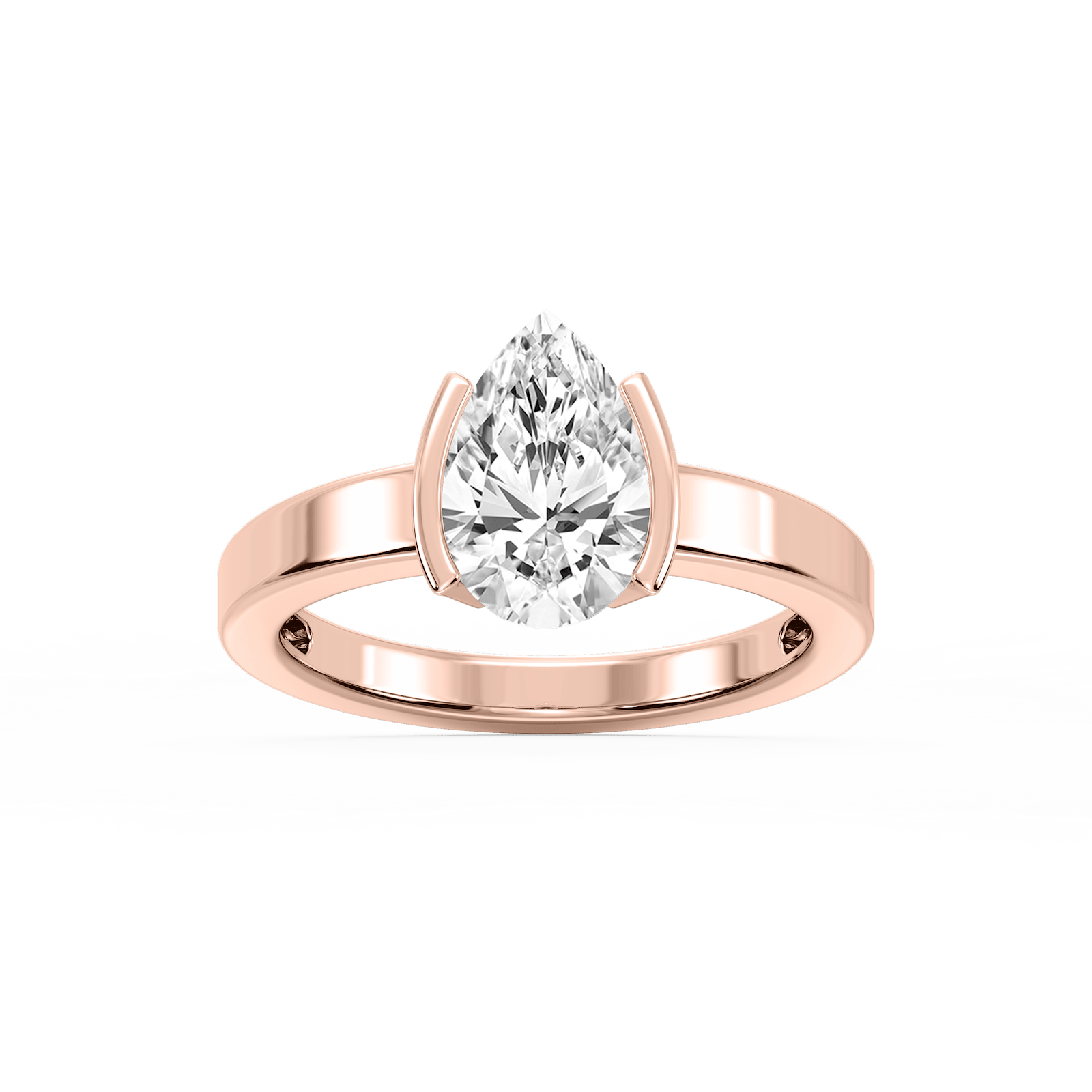 Teagan Pear Lab Grown Diamond Half Bezel Solitaire Engagement Ring