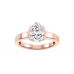 Teagan Pear Lab Grown Diamond Half Bezel Solitaire Engagement Ring