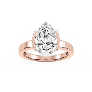 Teagan Pear Lab Grown Diamond Half Bezel Solitaire Engagement Ring