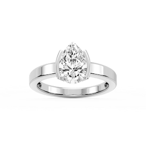 Teagan Pear Lab Grown Diamond Half Bezel Solitaire Engagement Ring