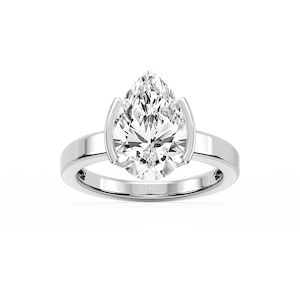Teagan Pear Lab Grown Diamond Half Bezel Solitaire Engagement Ring