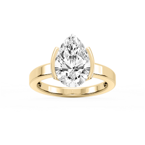 Teagan Pear Lab Grown Diamond Half Bezel Solitaire Engagement Ring