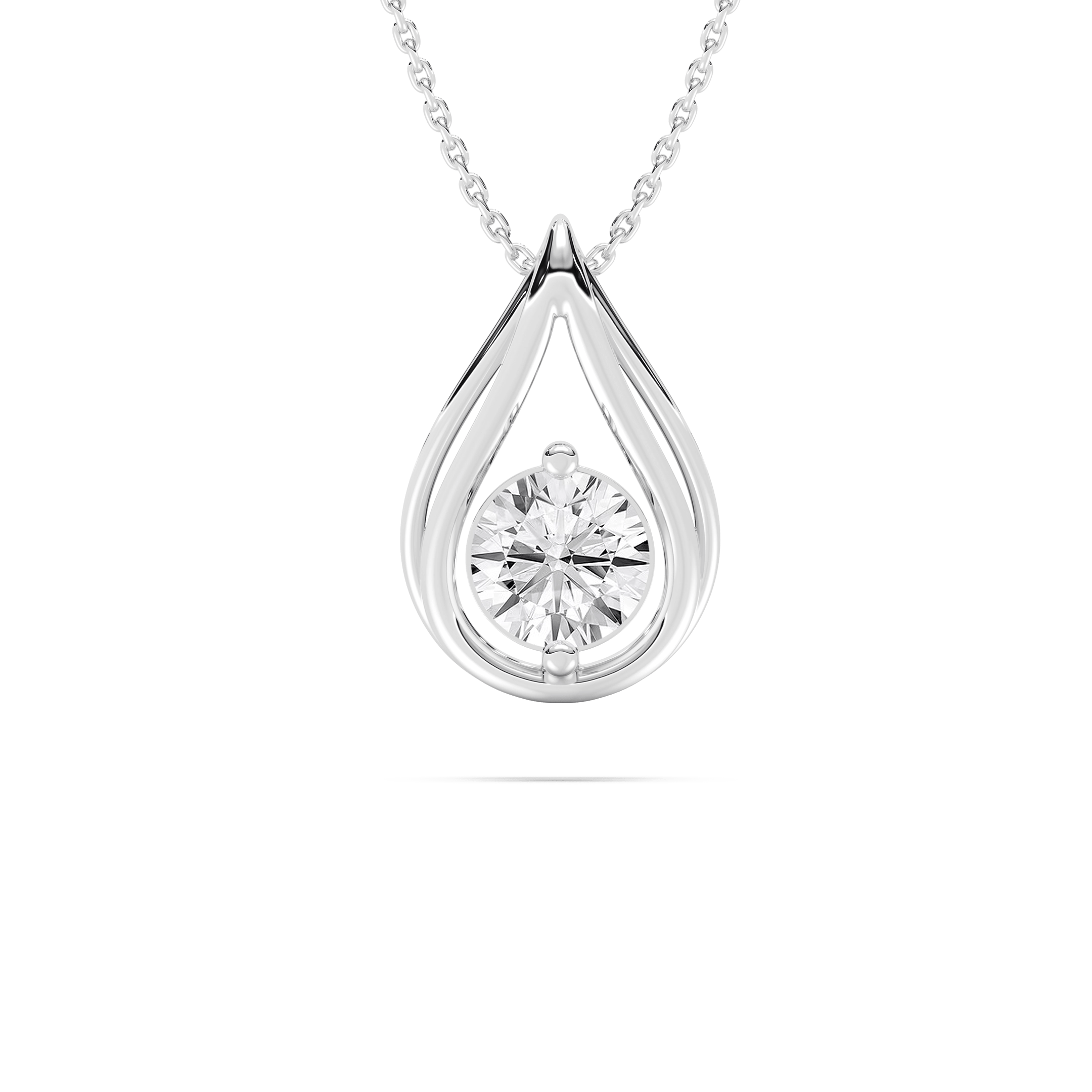 1 ctw Round Lab Grown Diamond Teardrop Pendant  - 18 Inches