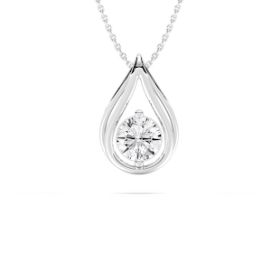 1 ctw Round Lab Grown Diamond Teardrop Pendant  - 18 Inches