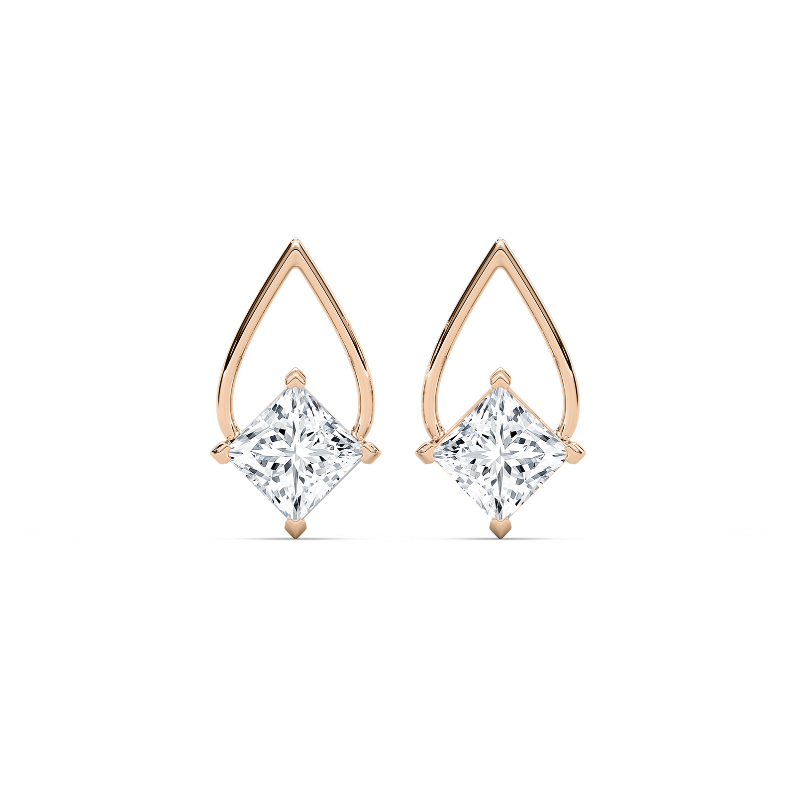 3 ctw Princess Lab Grown Diamond Teardrop Frame Stud Earrings