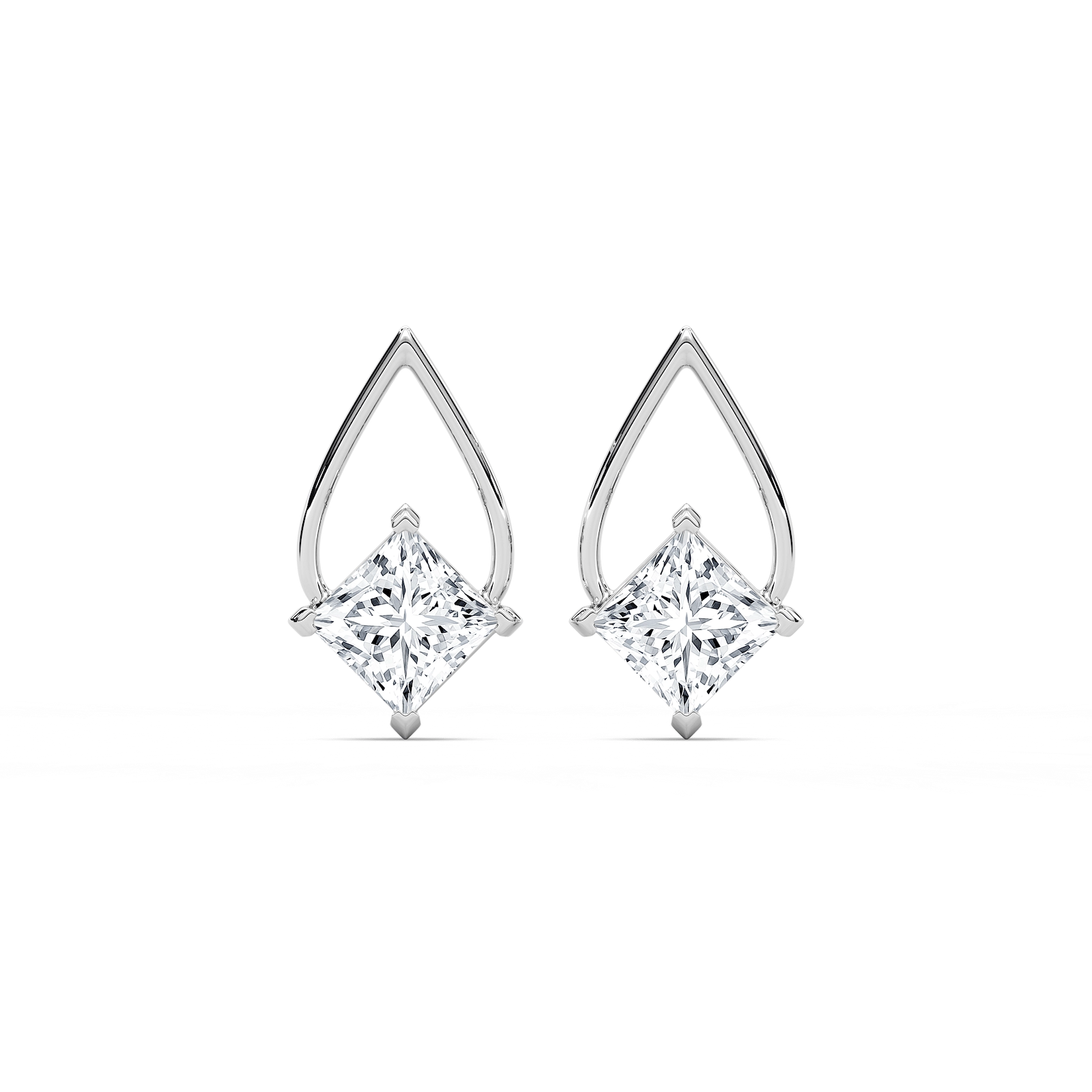 3 ctw Princess Lab Grown Diamond Teardrop Frame Stud Earrings
